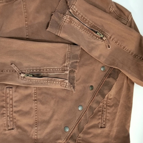 American Rag Brown Asymmetrical Convertible Front Drape Raw Edge Jacket, Medium - Picture 8 of 14